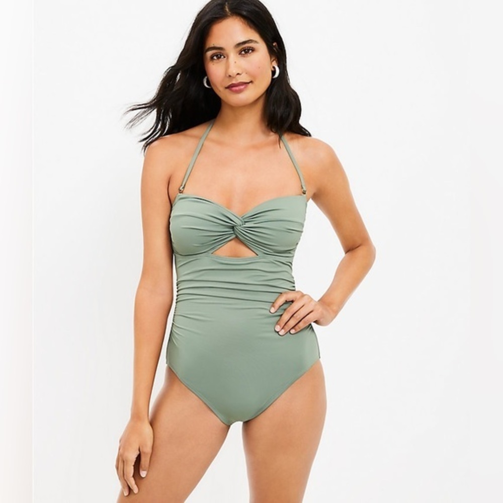 NWT LOFT Mountain Rosemary Beach Shirred Twist Bandeau One‎ Piece